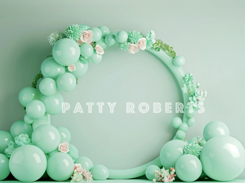 Kate Vert menthe Arche de Ballons Cake smash Toile de fond conçue par Patty Robert - Kate Backdrop FR