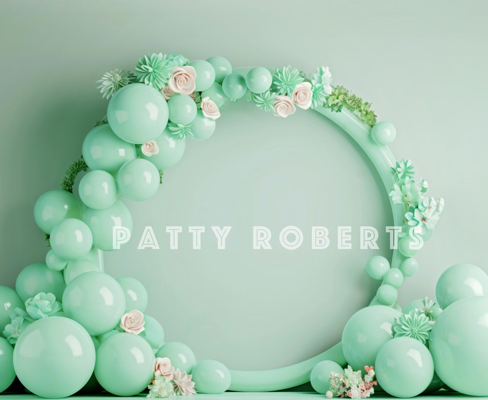 Kate Vert menthe Arche de Ballons Cake smash Toile de fond conçue par Patty Robert - Kate Backdrop FR