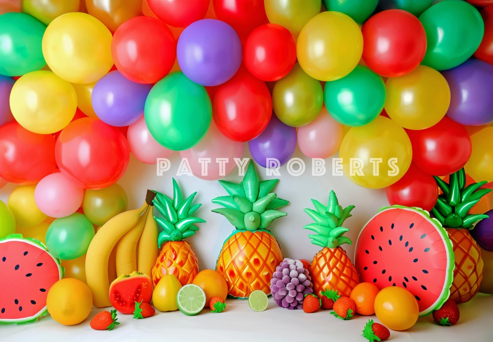 Kate Été Fruits Coloré Ballons Anniversaire Toile de fond conçue par Patty Robert - Kate Backdrop FR