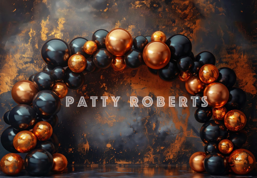 Kate Noir & Orange Arche de Ballons Toile de fond conçue par Patty Robert - Kate Backdrop FR
