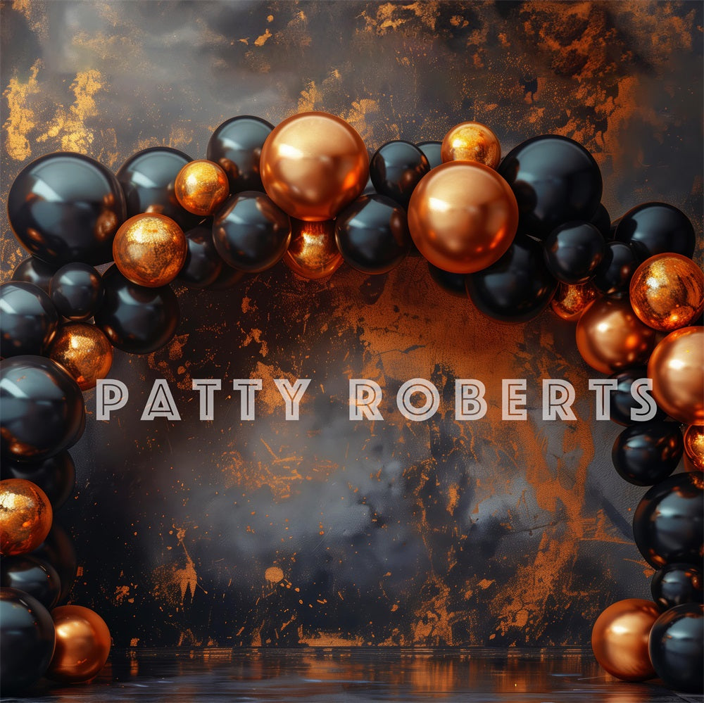 Kate Noir & Orange Arche de Ballons Toile de fond conçue par Patty Robert - Kate Backdrop FR