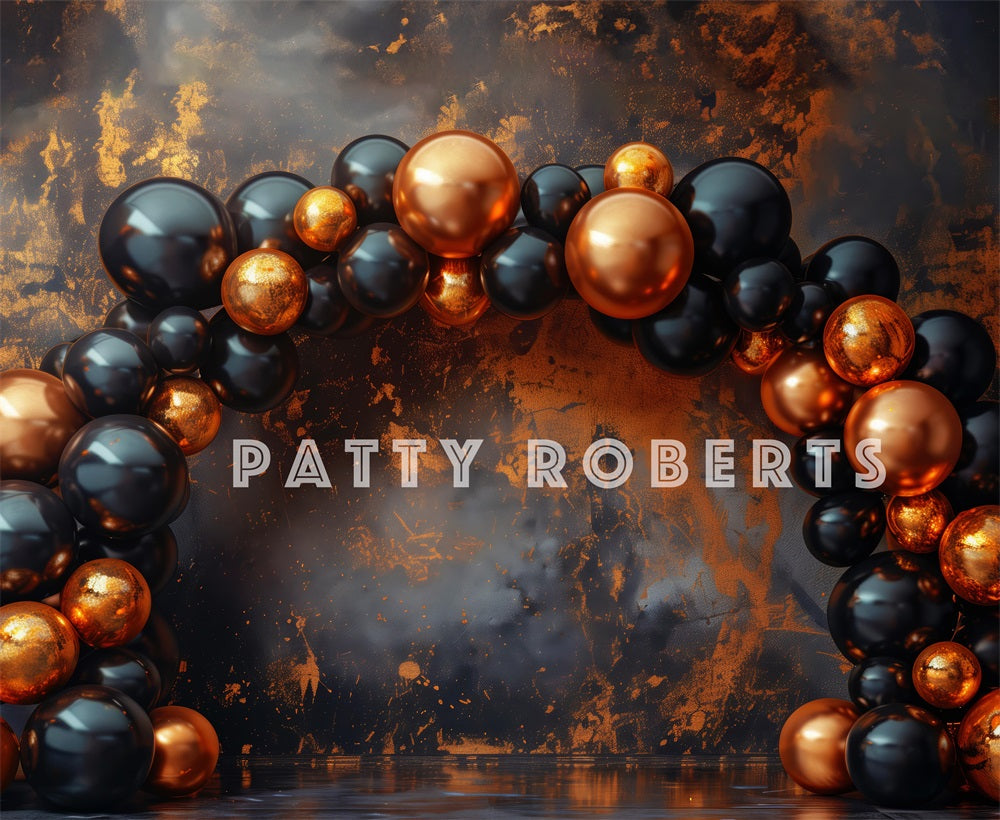 Kate Noir & Orange Arche de Ballons Toile de fond conçue par Patty Robert - Kate Backdrop FR