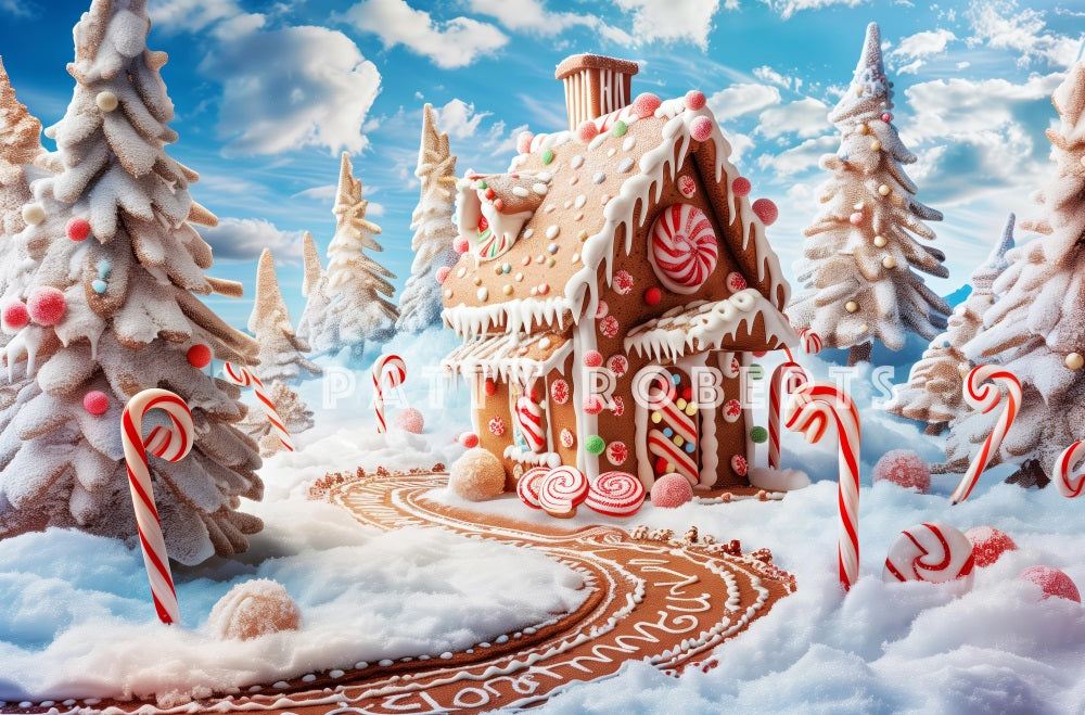 Kate Village en Pain d'épice Hiver Noël Bonbon Toile de fond conçue par Patty Robert - Kate Backdrop FR