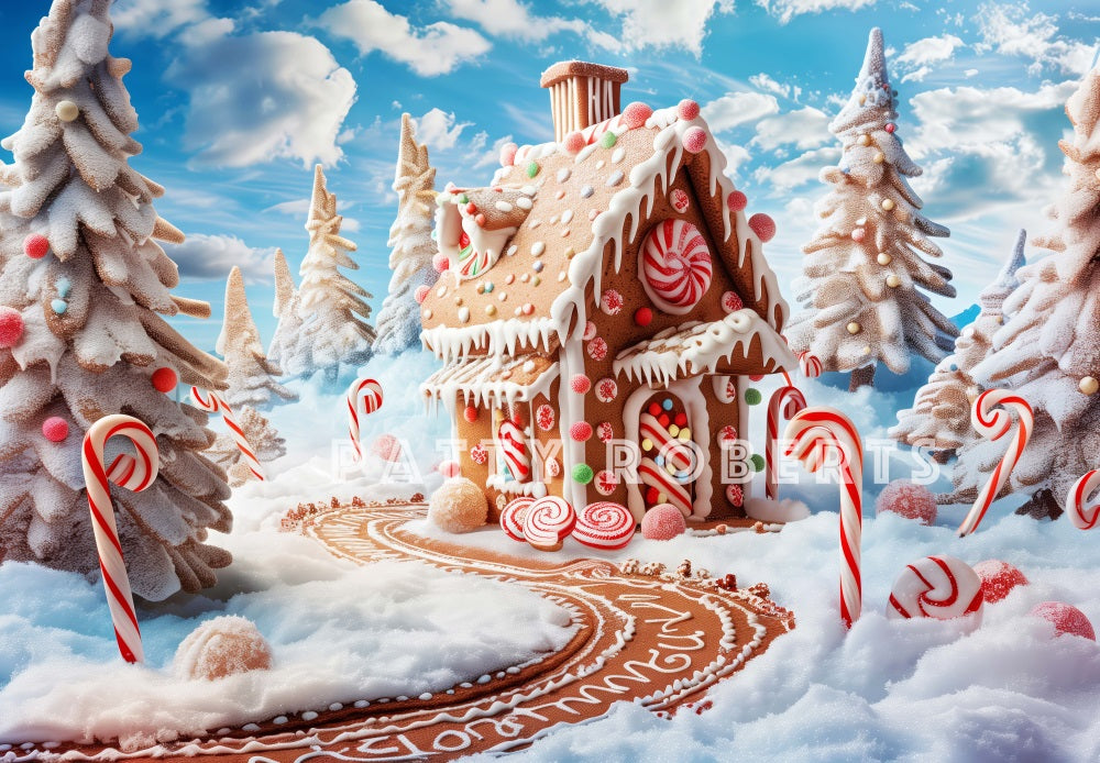 Kate Village en Pain d'épice Hiver Noël Bonbon Toile de fond conçue par Patty Robert - Kate Backdrop FR