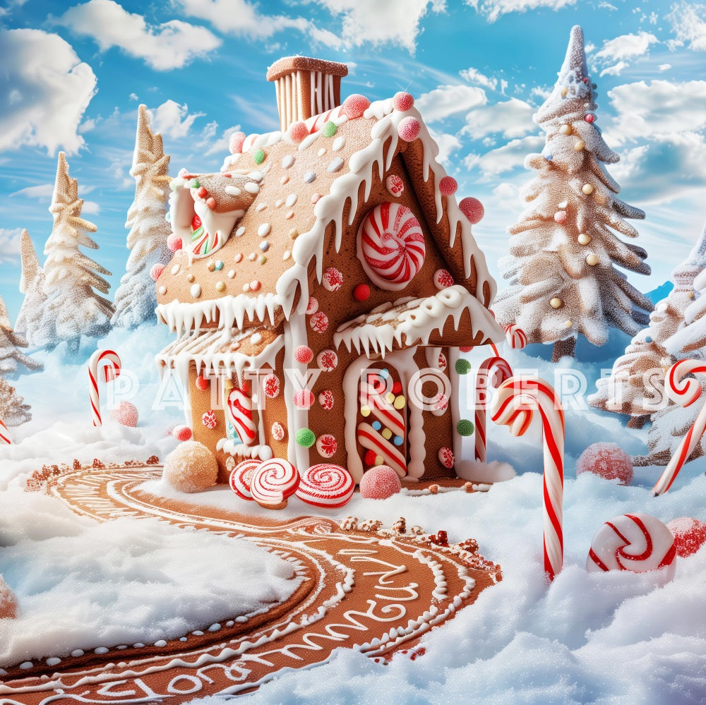 Kate Village en Pain d'épice Hiver Noël Bonbon Toile de fond conçue par Patty Robert - Kate Backdrop FR