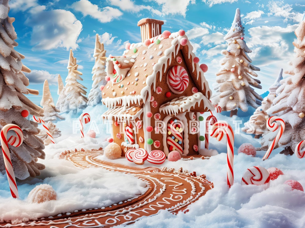 Kate Village en Pain d'épice Hiver Noël Bonbon Toile de fond conçue par Patty Robert - Kate Backdrop FR