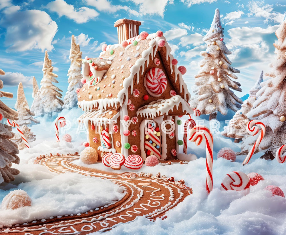 Kate Village en Pain d'épice Hiver Noël Bonbon Toile de fond conçue par Patty Robert - Kate Backdrop FR