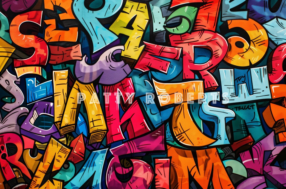 Kate Graffiti Mur d’Art Coloré Toile de fond conçue par Patty Robert - Kate Backdrop FR