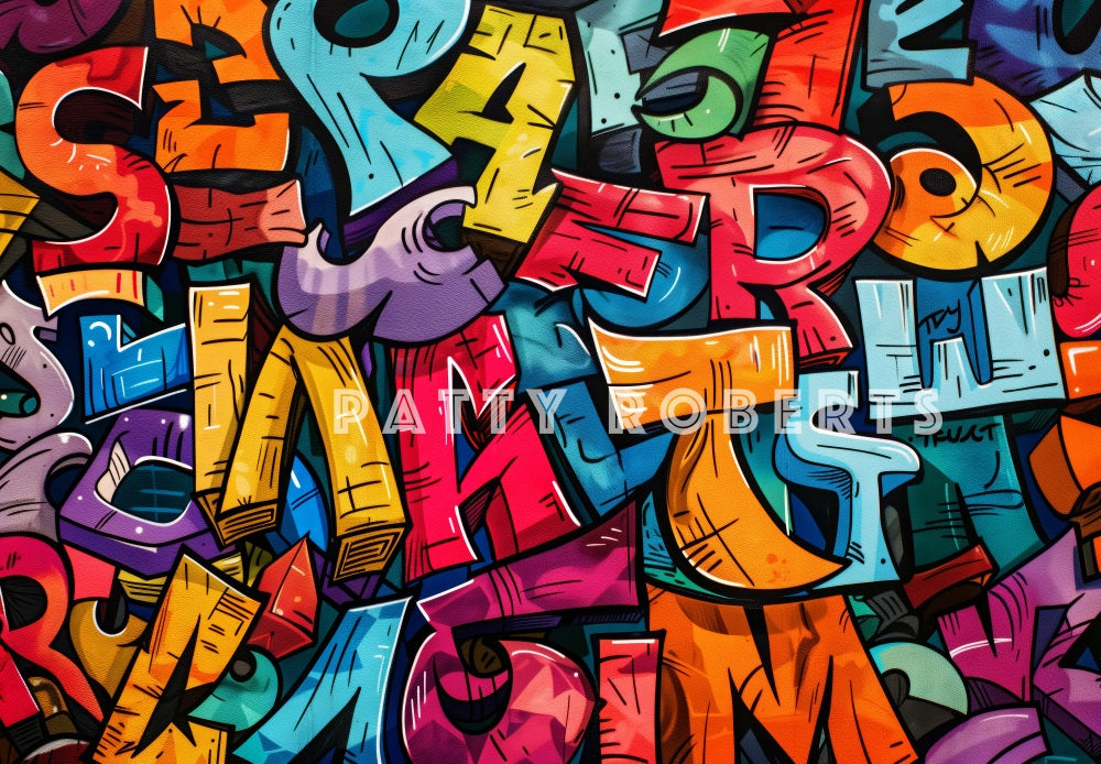 Kate Graffiti Mur d’Art Coloré Toile de fond conçue par Patty Robert - Kate Backdrop FR