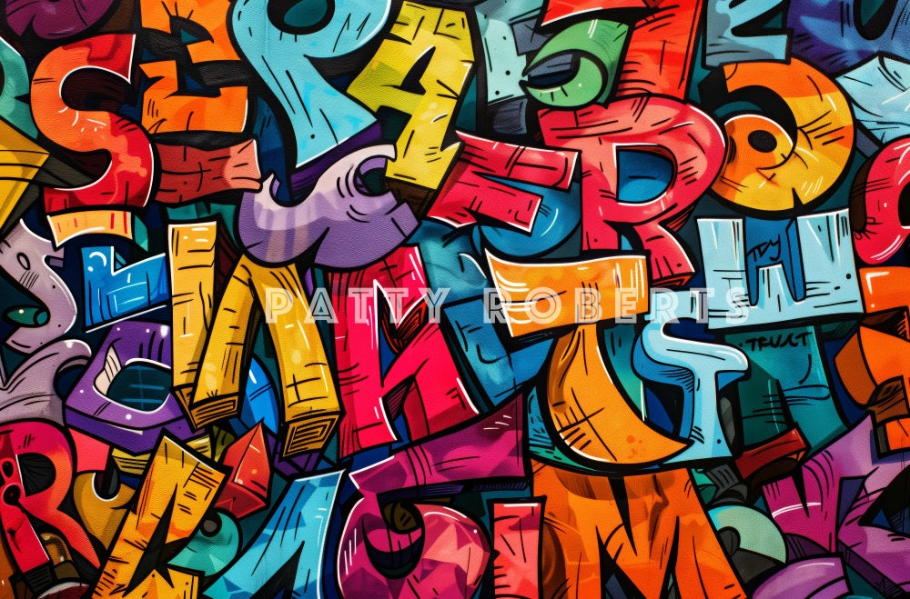 Kate Graffiti Mur d’Art Coloré Toile de fond conçue par Patty Robert - Kate Backdrop FR