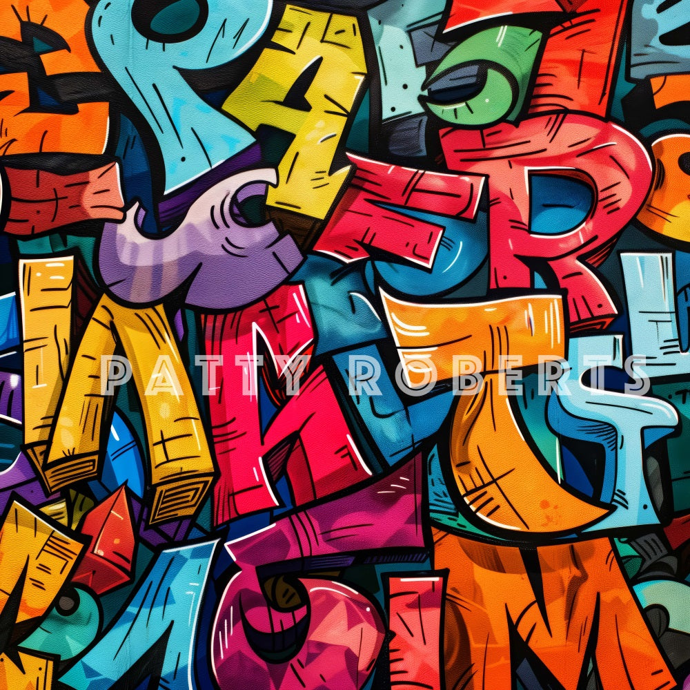 Kate Graffiti Mur d’Art Coloré Toile de fond conçue par Patty Robert - Kate Backdrop FR