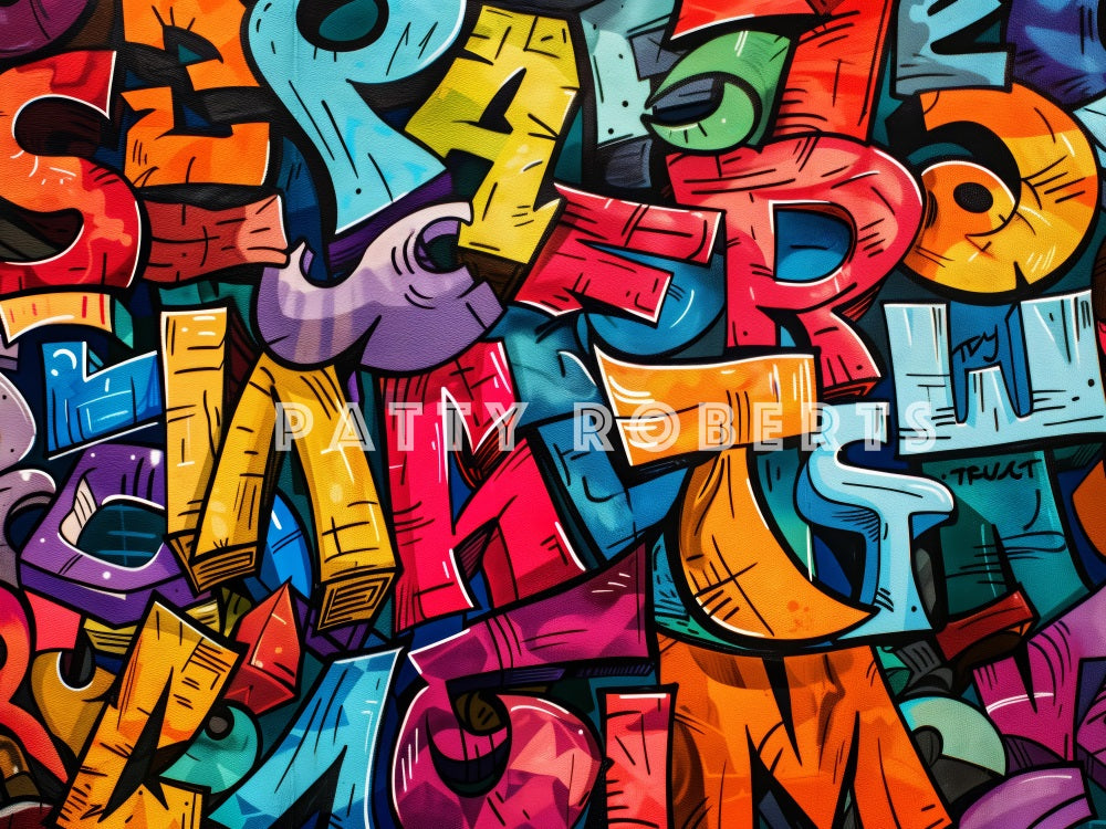 Kate Graffiti Mur d’Art Coloré Toile de fond conçue par Patty Robert - Kate Backdrop FR