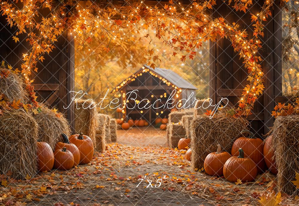 Kate Automne Feuille d'érable Grange Citrouille Toile de fond conçue par Emetselch - Kate Backdrop FR