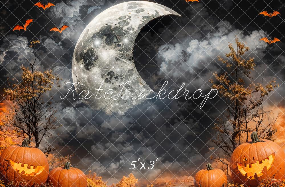 Kate Halloween Lune Nuage Sombre Citrouilles Toile de fond conçue par Emetselch - Kate Backdrop FR
