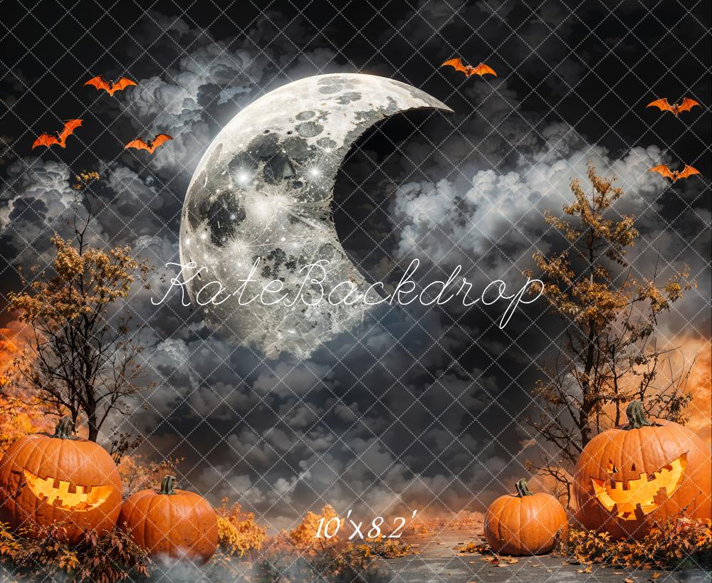 Kate Halloween Lune Nuage Sombre Citrouilles Toile de fond conçue par Emetselch - Kate Backdrop FR