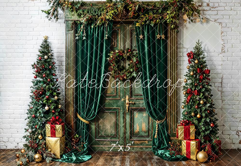 Kate Arbre de Noël Vert Rideaux Porte Rétro Toile de fond conçue par Emetselch - Kate Backdrop FR