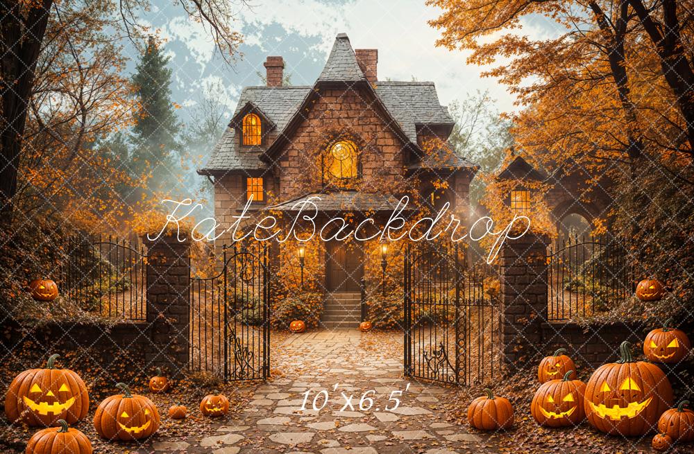 Kate Halloween Automne Vintage Maison Érable Toile de fond conçue par Emetselch - Kate Backdrop FR