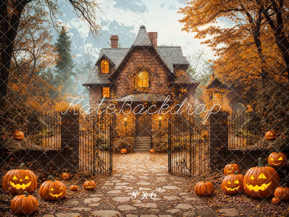 Kate Halloween Automne Vintage Maison Érable Toile de fond conçue par Emetselch - Kate Backdrop FR