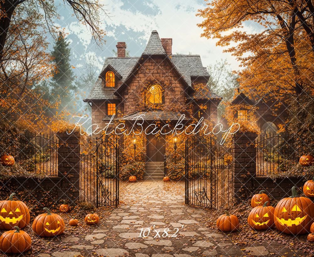 Kate Halloween Automne Vintage Maison Érable Toile de fond conçue par Emetselch - Kate Backdrop FR