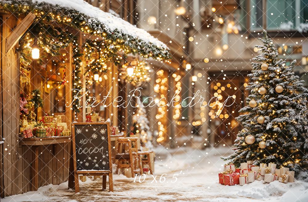 Kate Sapin de Noël Rue Chocolat chaud Boutique Toile de fond conçue par Emetselch - Kate Backdrop FR