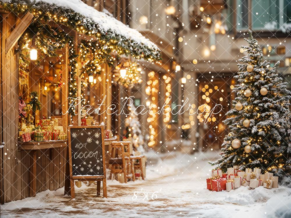 Kate Sapin de Noël Rue Chocolat chaud Boutique Toile de fond conçue par Emetselch - Kate Backdrop FR