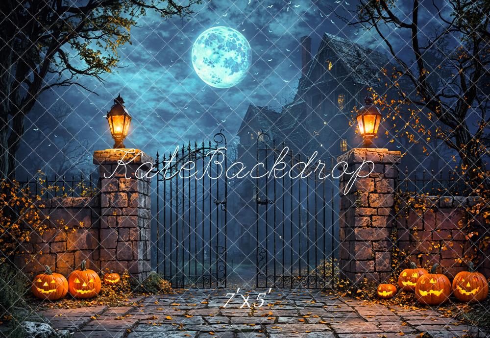 Kate Halloween Lune Château Citrouille Portail Toile de fond conçue par Emetselch - Kate Backdrop FR