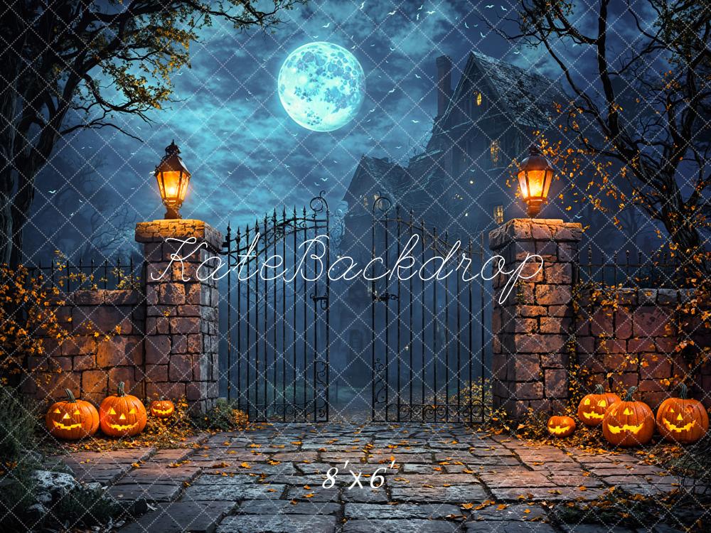 Kate Halloween Lune Château Citrouille Portail Toile de fond conçue par Emetselch - Kate Backdrop FR