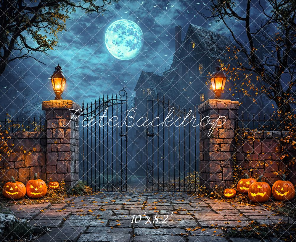 Kate Halloween Lune Château Citrouille Portail Toile de fond conçue par Emetselch - Kate Backdrop FR