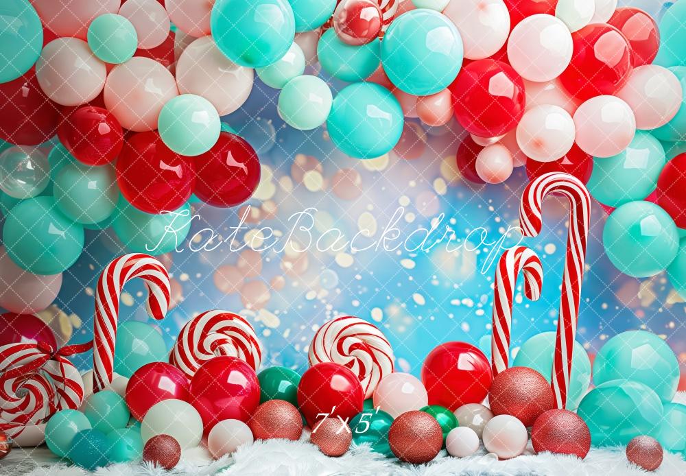 Kate Noël Canne en Bonbon Cake smash Ballons Toile de fond conçue par Patty Robert - Kate Backdrop FR