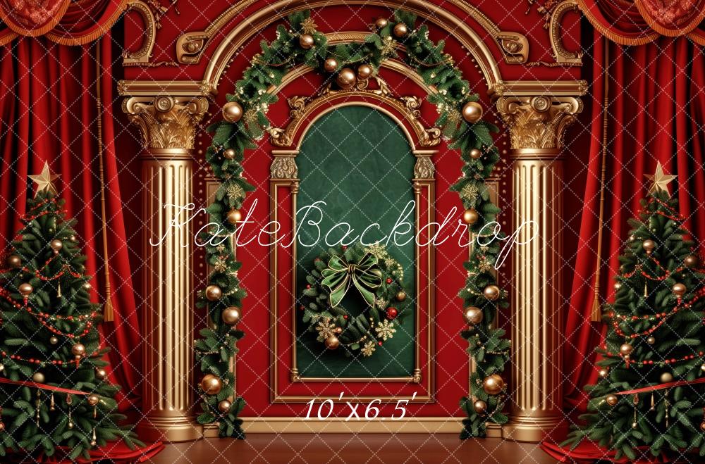 Kate Élégant Noël Mur Vintage Guirlande Toile de fond conçue par Patty Robert - Kate Backdrop FR