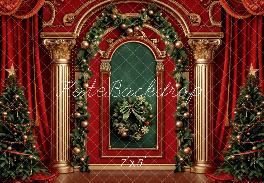Kate Élégant Noël Mur Vintage Guirlande Toile de fond conçue par Patty Robert - Kate Backdrop FR