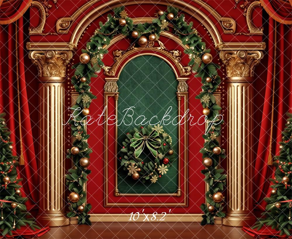 Kate Élégant Noël Mur Vintage Guirlande Toile de fond conçue par Patty Robert - Kate Backdrop FR