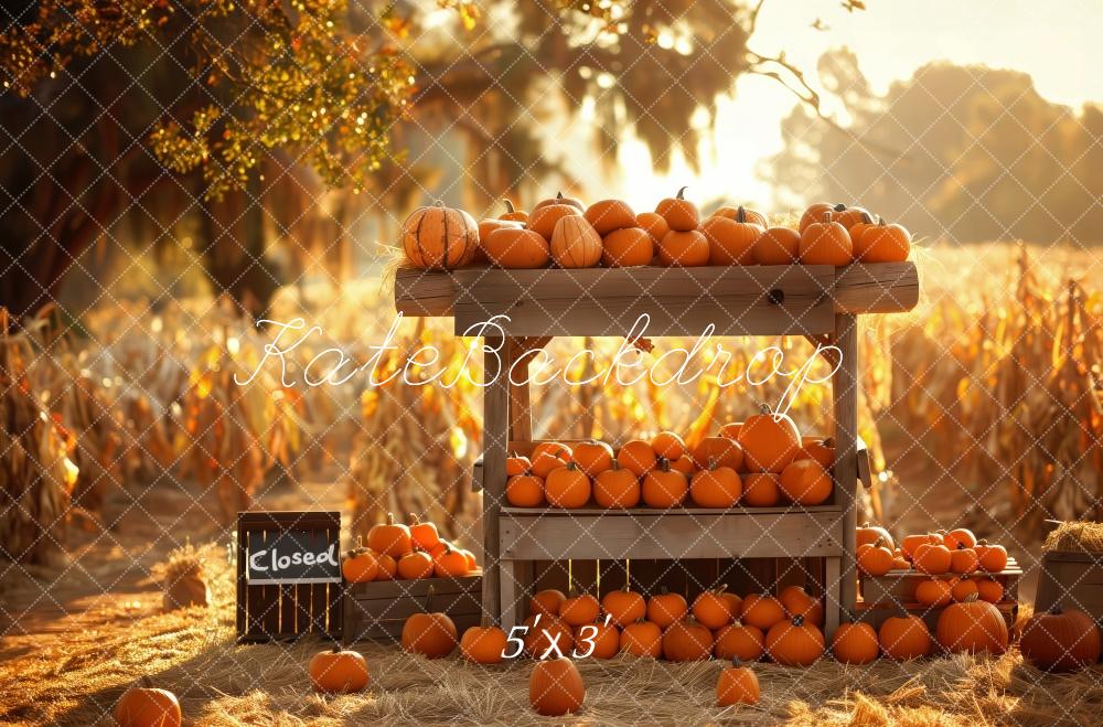 Kate Rustique Stand de citrouilles Récolte Champ Toile de fond conçue par Patty Robert - Kate Backdrop FR