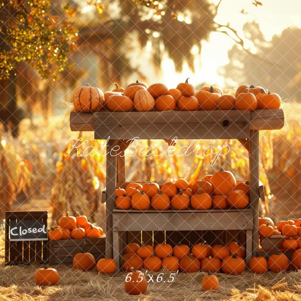 Kate Rustique Stand de citrouilles Récolte Champ Toile de fond conçue par Patty Robert - Kate Backdrop FR