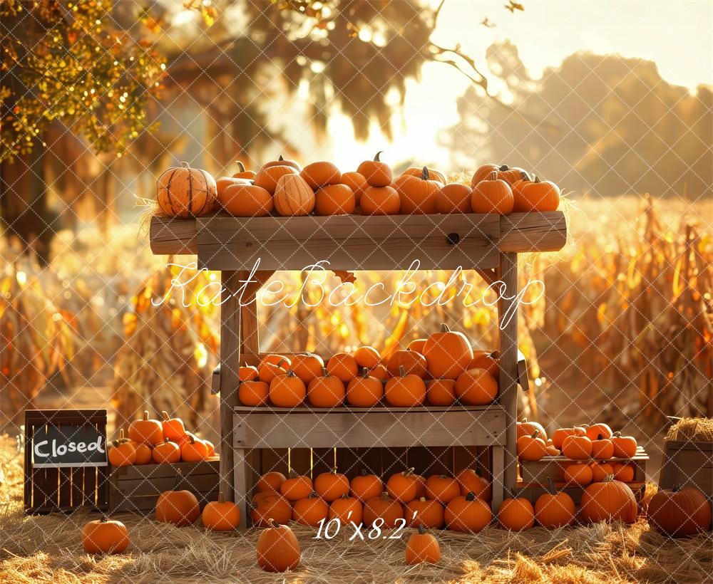 Kate Rustique Stand de citrouilles Récolte Champ Toile de fond conçue par Patty Robert - Kate Backdrop FR