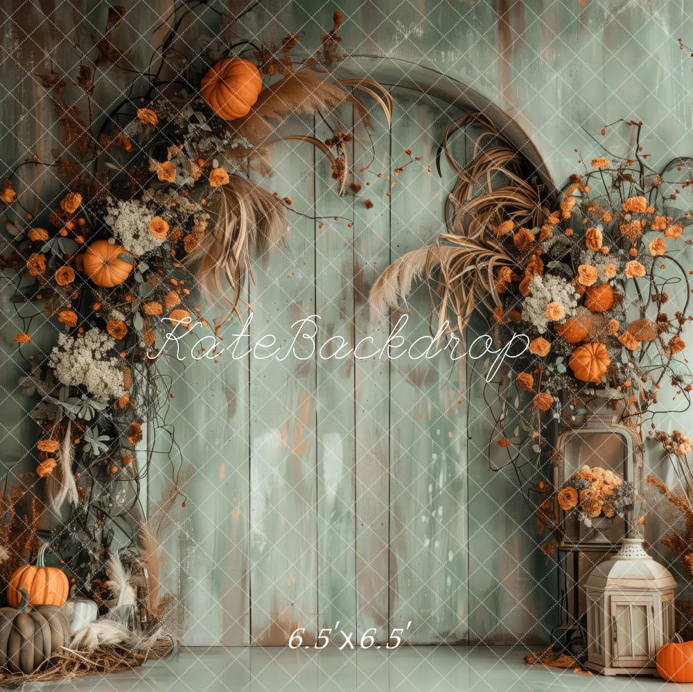 Kate Récolte Arche en bois Citrouilles Automne Toile de fond conçue par Patty Robert - Kate Backdrop FR