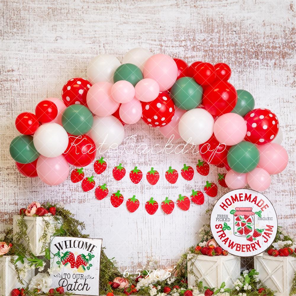 Kate Fraise Rouge Arche de ballons Cake smash Toile de fond conçue par Megan Leigh - Kate Backdrop FR