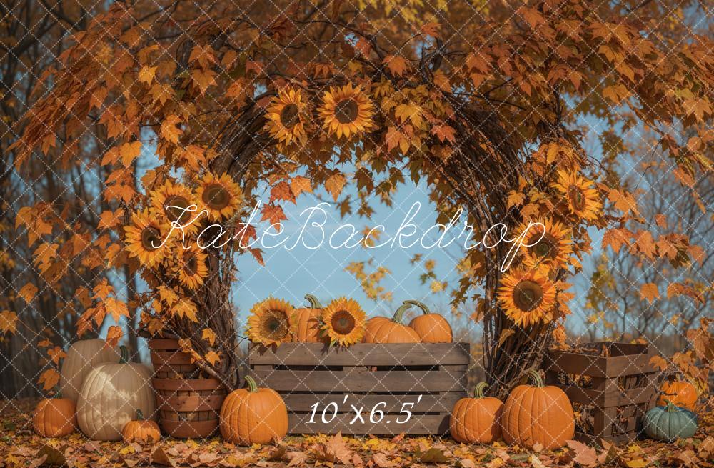 Kate Automne Tournesol Arche Feuilles d'érable Toile de fond conçue par Emetselch - Kate Backdrop FR