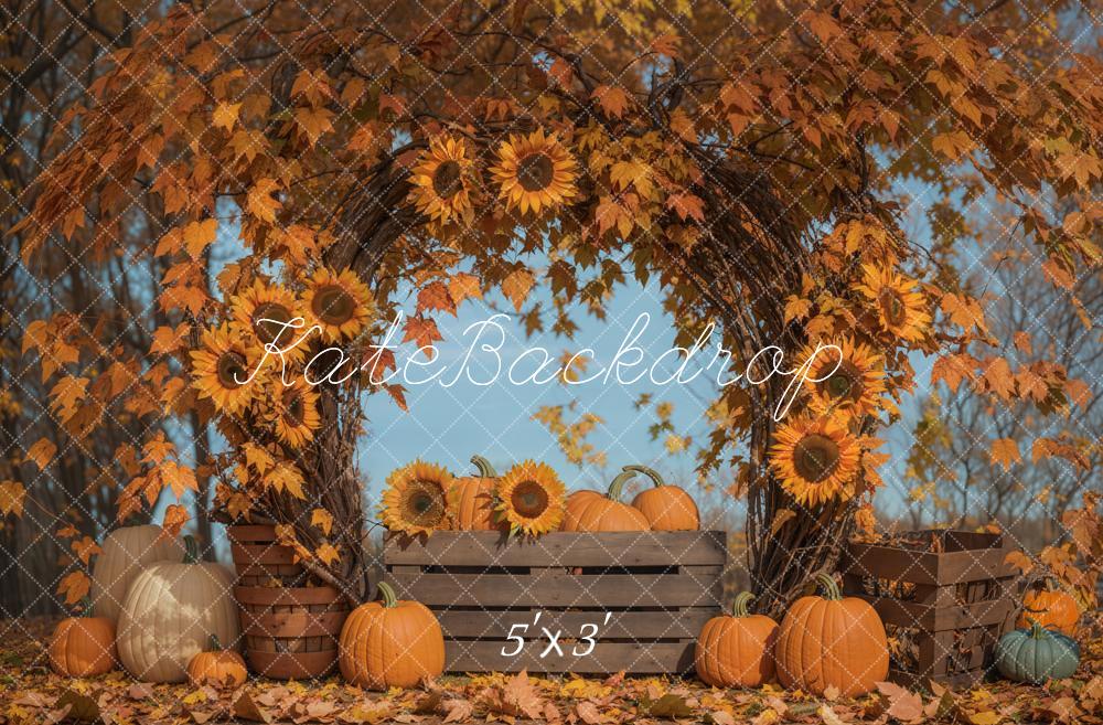 Kate Automne Tournesol Arche Feuilles d'érable Toile de fond conçue par Emetselch - Kate Backdrop FR