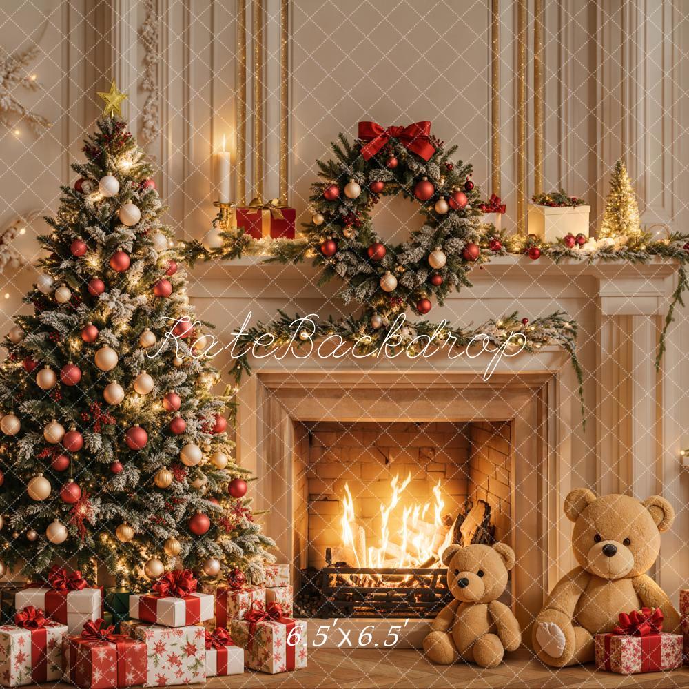 Kate Sapin de Noël Cheminée Mur Rétro Cadeaux Toile de fond conçue par Emetselch - Kate Backdrop FR