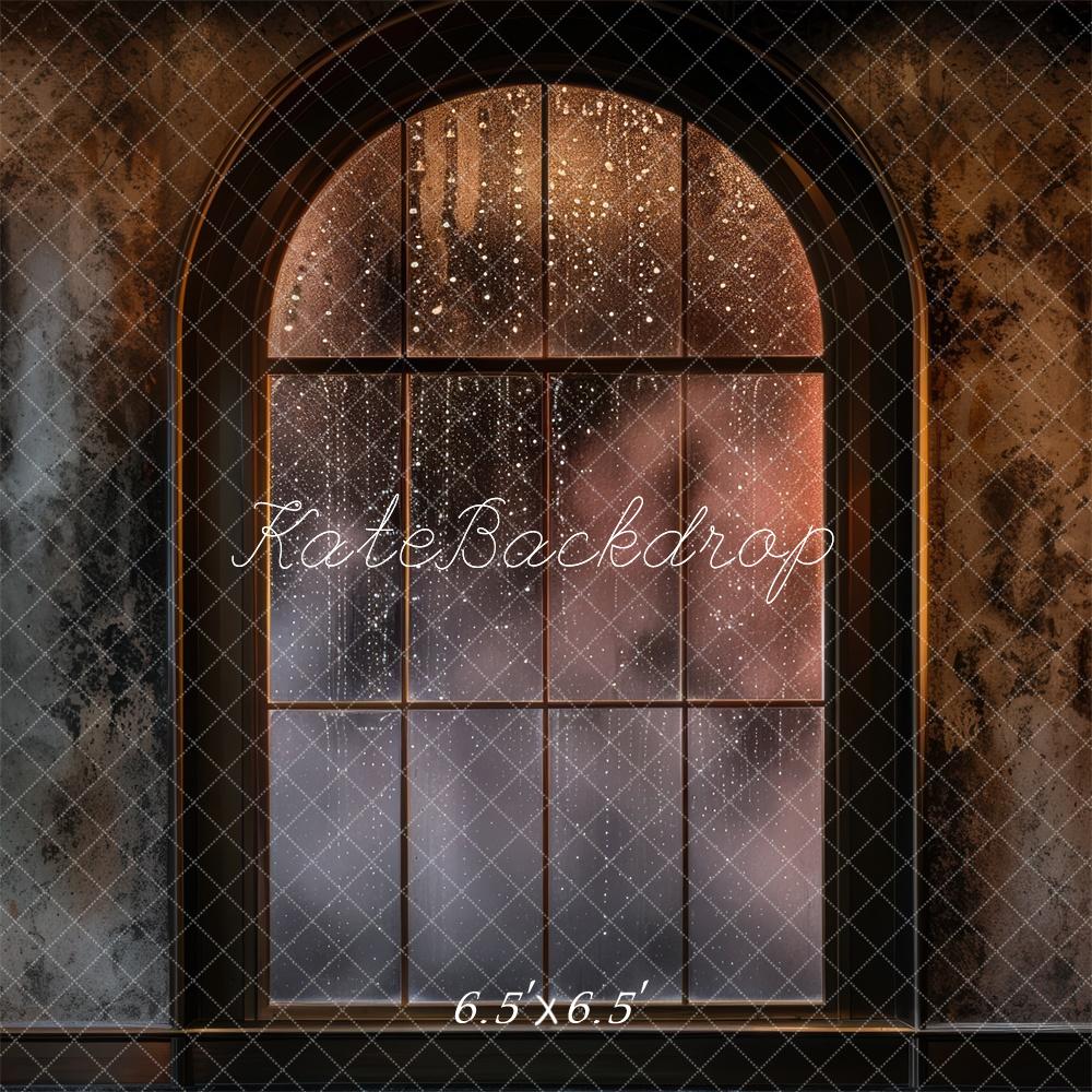 Kate Ancien Fenêtre Pluie Brun Toile de fond conçue par Mini MakeBelieve - Kate Backdrop FR