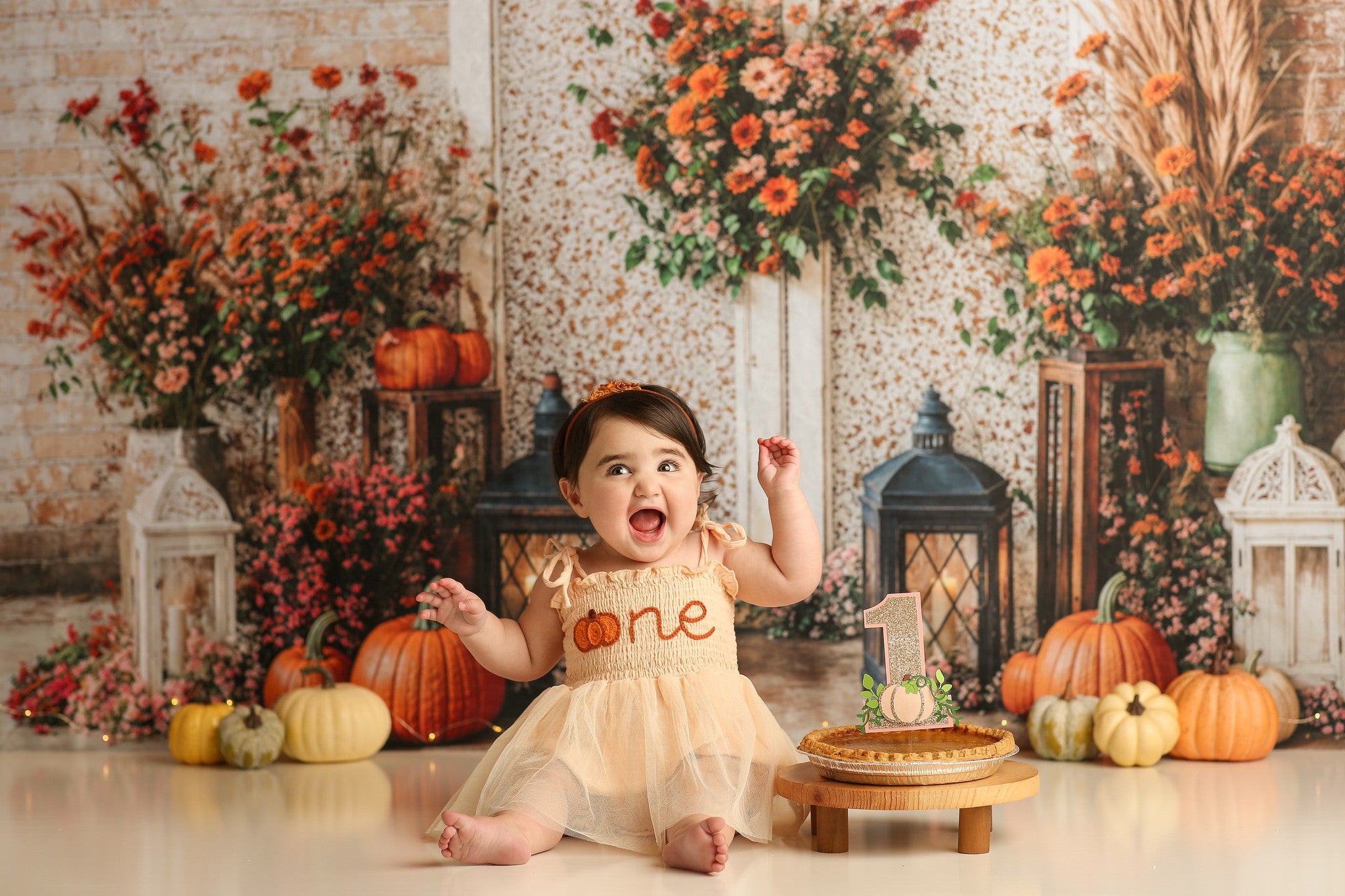 Kate Automne Fleurs Porte Mur de briques Toile de fond conçue par Emetselch - Kate Backdrop FR