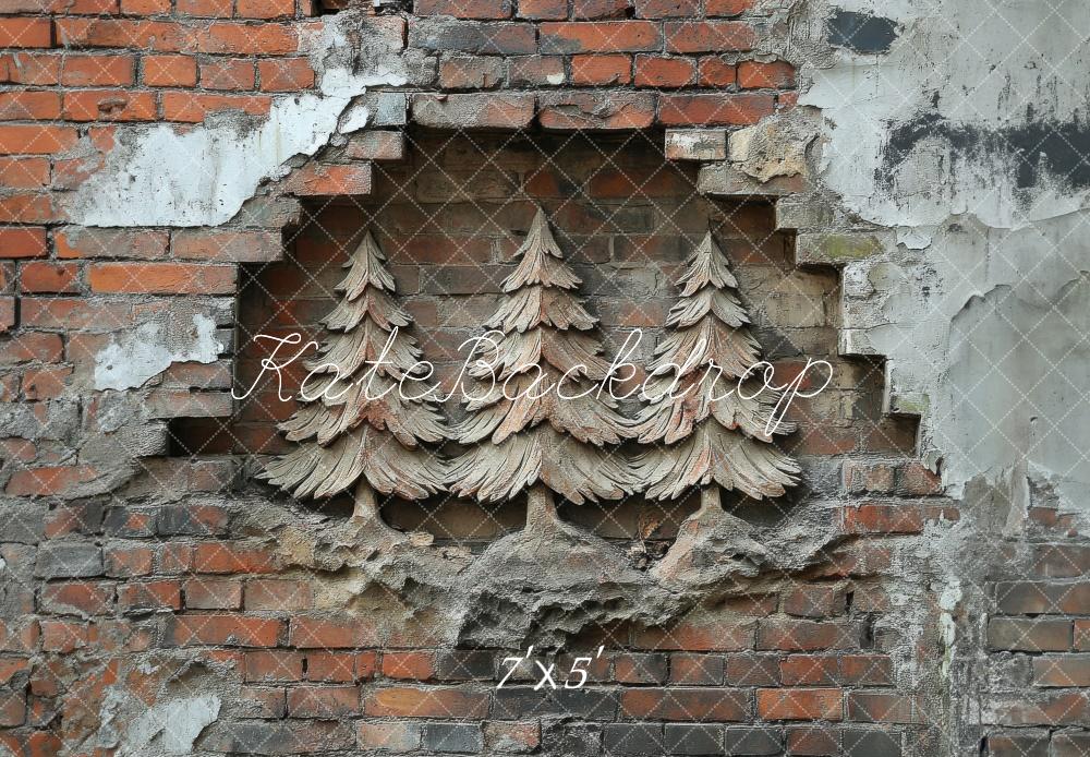 Kate Noël Arbres sculptés Mur de briques Toile de fond conçue par Megan Leigh - Kate Backdrop FR