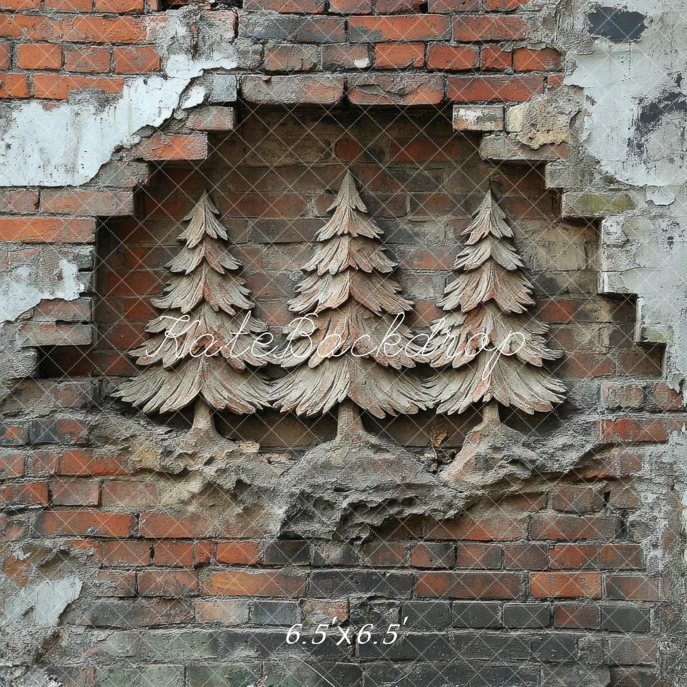 Kate Noël Arbres sculptés Mur de briques Toile de fond conçue par Megan Leigh - Kate Backdrop FR