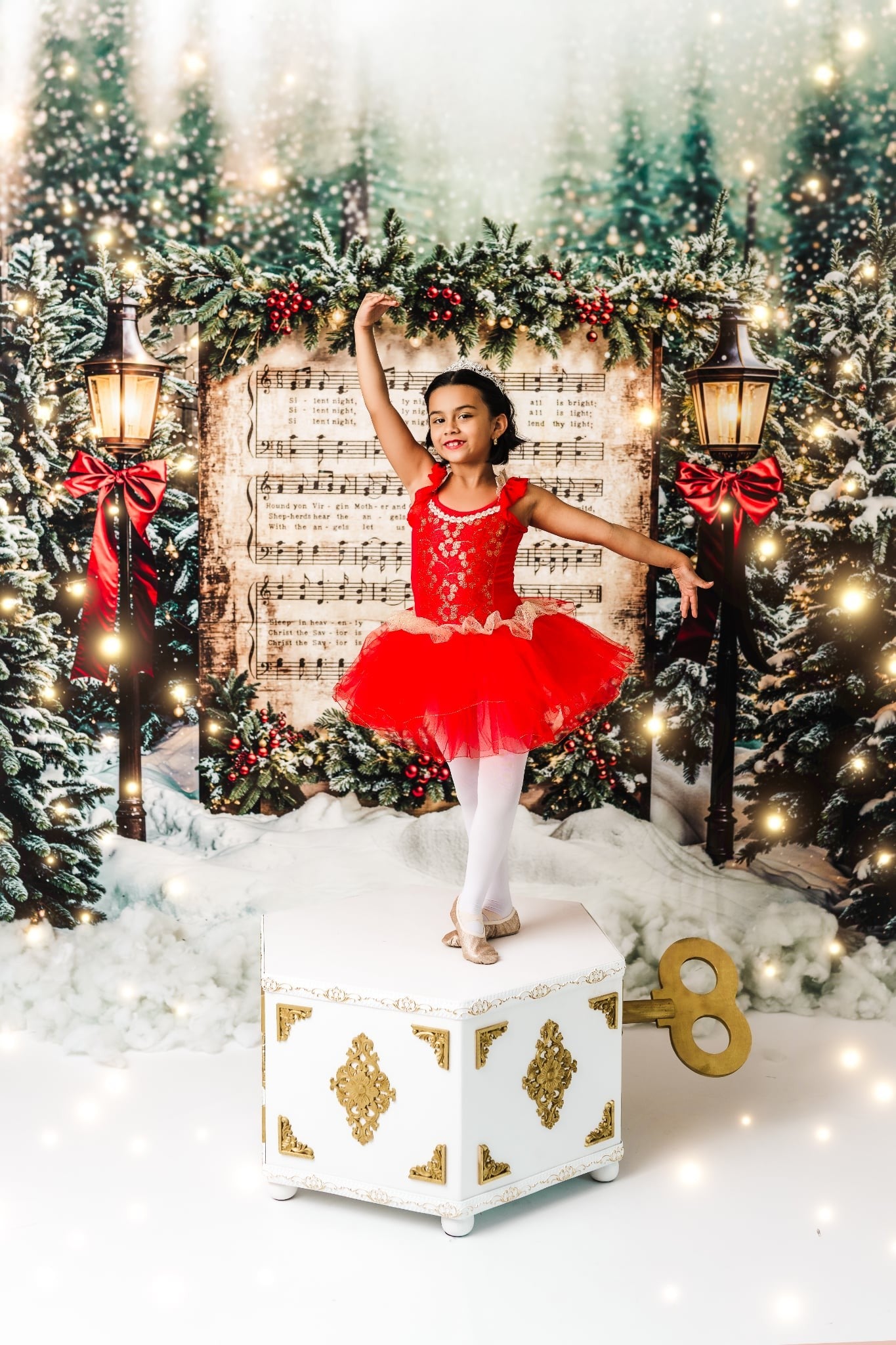 Kate Arbre de Noël Partition de Musique Neige Toile de fond conçue par Emetselch - Kate Backdrop FR