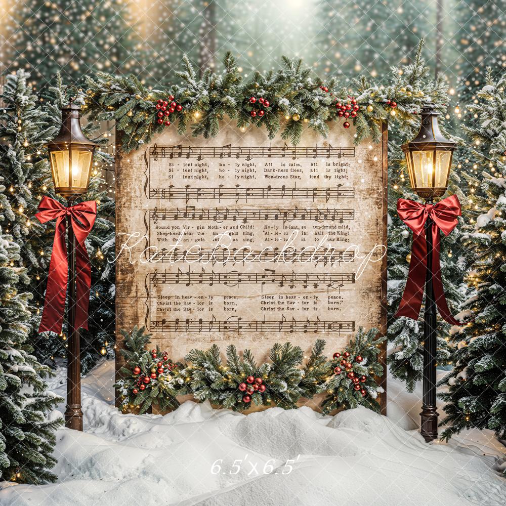 Kate Arbre de Noël Partition de Musique Neige Toile de fond conçue par Emetselch - Kate Backdrop FR