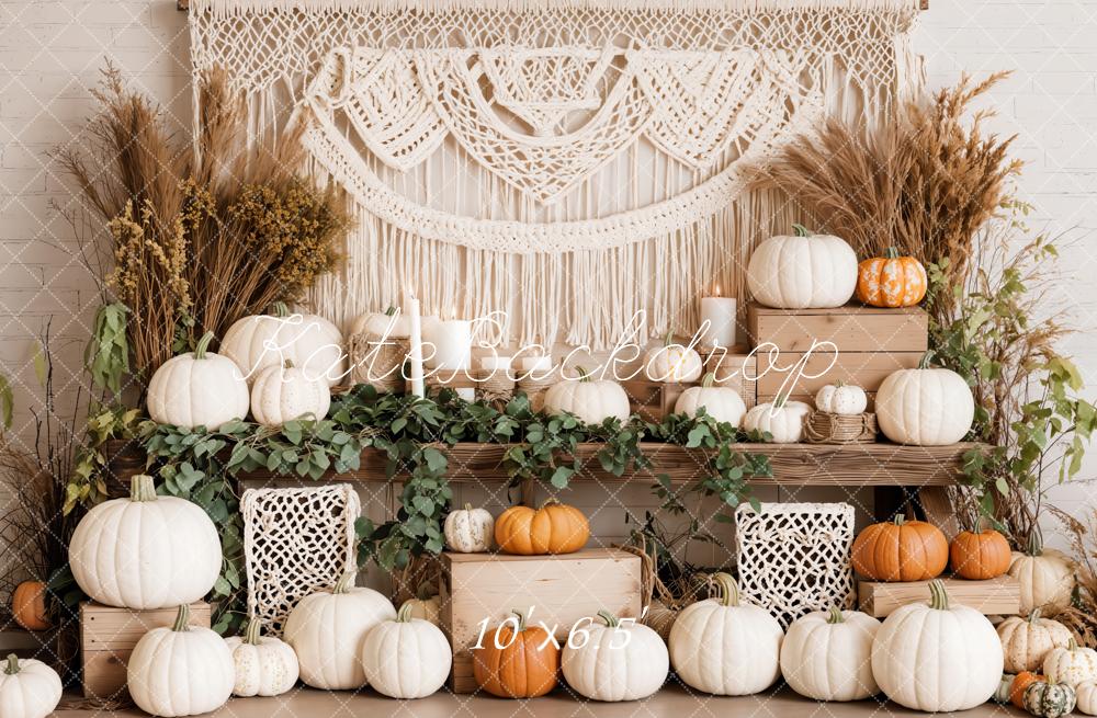 Kate Automne Bohème Citrouille Macramé Toile de fond conçue par Emetselch - Kate Backdrop FR