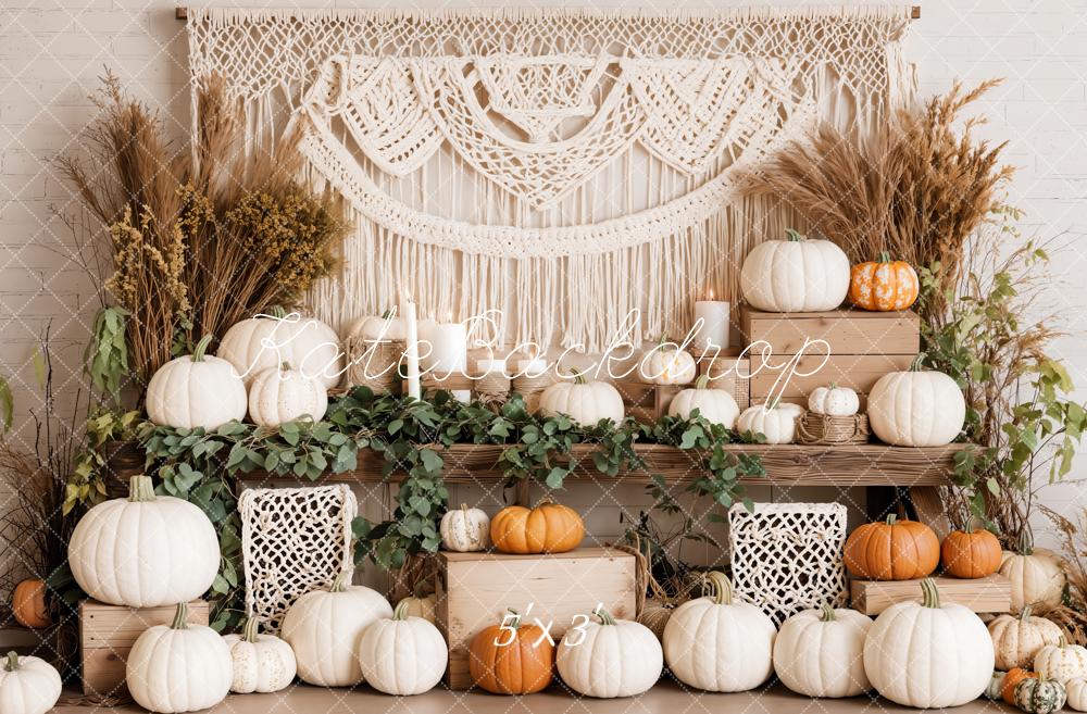 Kate Automne Bohème Citrouille Macramé Toile de fond conçue par Emetselch - Kate Backdrop FR