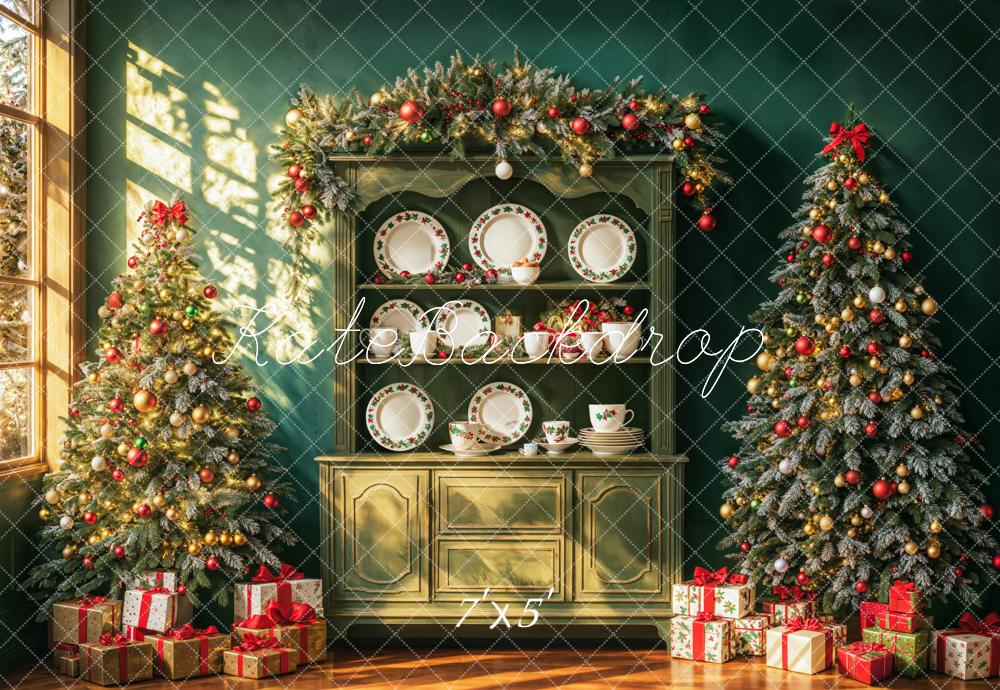 Kate Sapin de Noël Rétro Vert Armoire Soleil Toile de fond conçue par Emetselch - Kate Backdrop FR