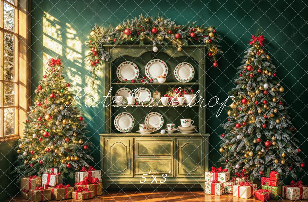 Kate Sapin de Noël Rétro Vert Armoire Soleil Toile de fond conçue par Emetselch - Kate Backdrop FR